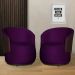 Kit 02 Poltronas Orgânico Beatriz Veludo Roxo Com Composê Corino Marrom