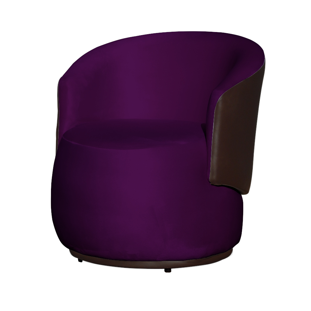 Kit 02 Poltronas Orgânico Beatriz Veludo Roxo Com Composê Corino Marrom