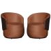Kit 02 Poltronas Orgânico Beatriz Veludo Terracota Com Composê Corino Marrom