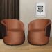 Kit 02 Poltronas Orgânico Beatriz Veludo Terracota Com Composê Corino Marrom