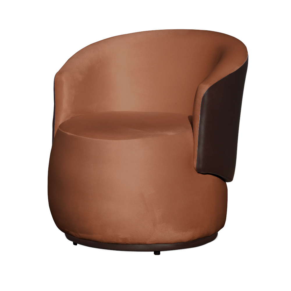 Kit 02 Poltronas Orgânico Beatriz Veludo Terracota Com Composê Corino Marrom