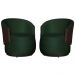 Kit 02 Poltronas Orgânico Beatriz Veludo Verde Com Composê Corino Marrom