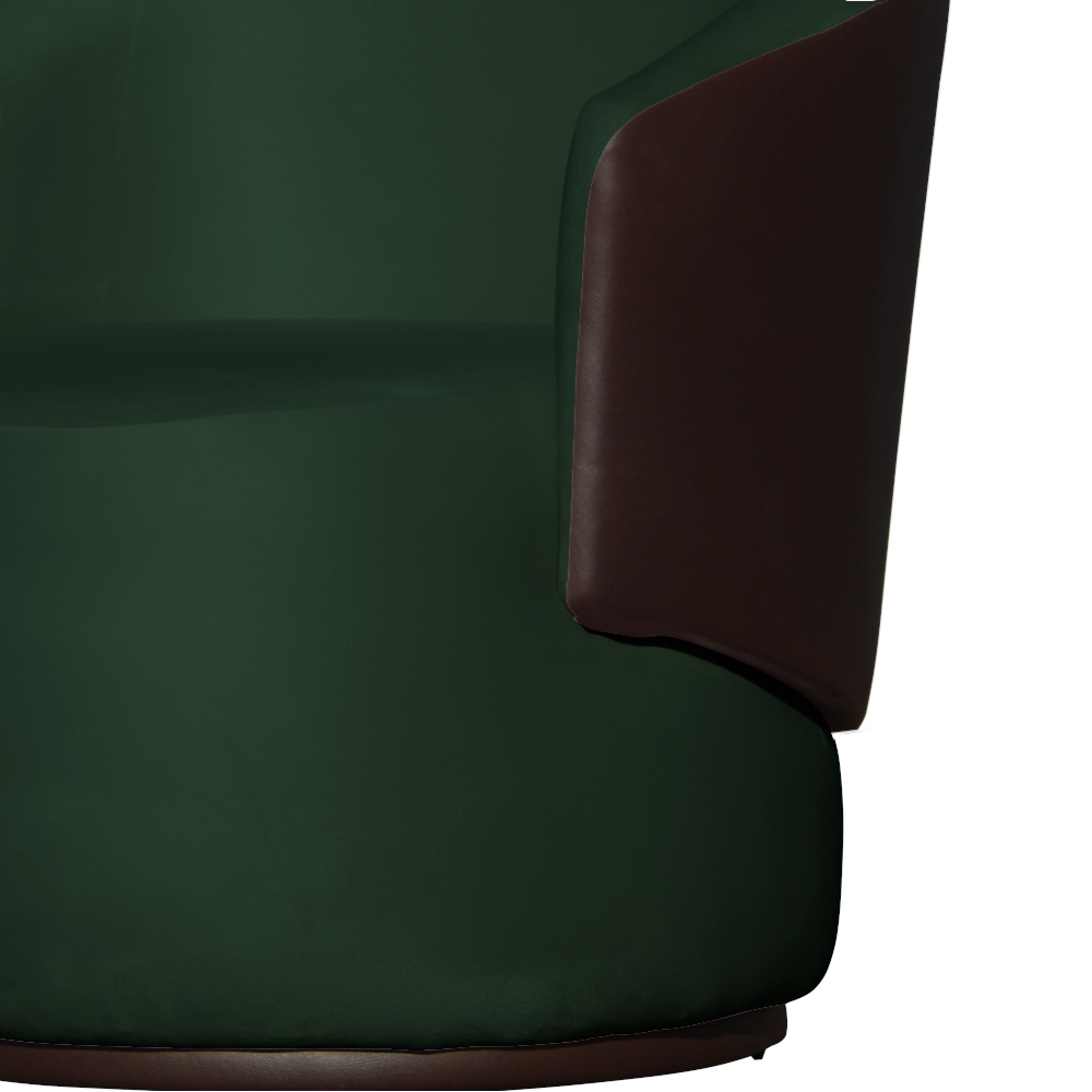 Kit 02 Poltronas Orgânico Beatriz Veludo Verde Com Composê Corino Marrom