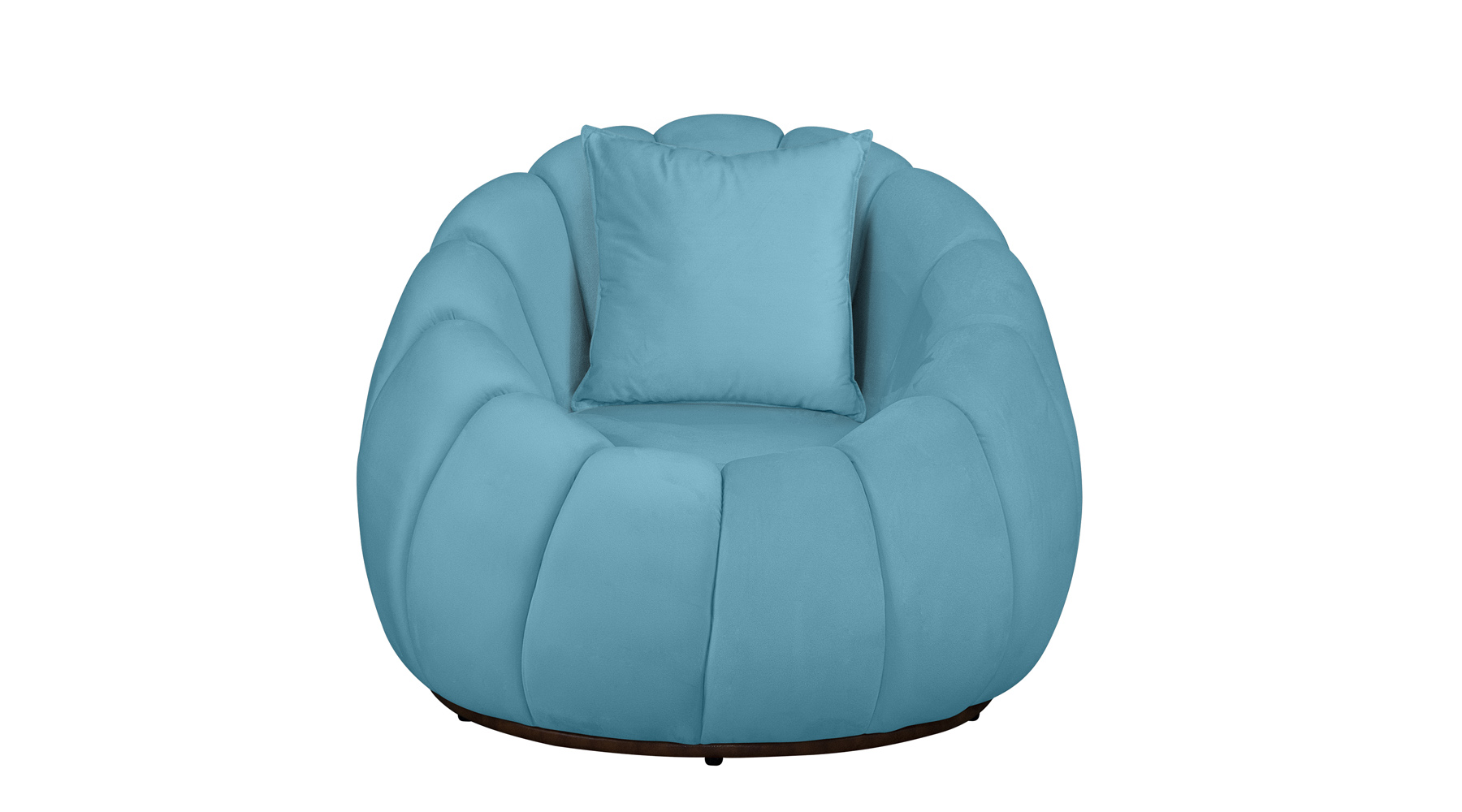 Kit Poltrona Giratória Mais Puff e Almofada Concha Veludo Azul Turquesa - Estopar