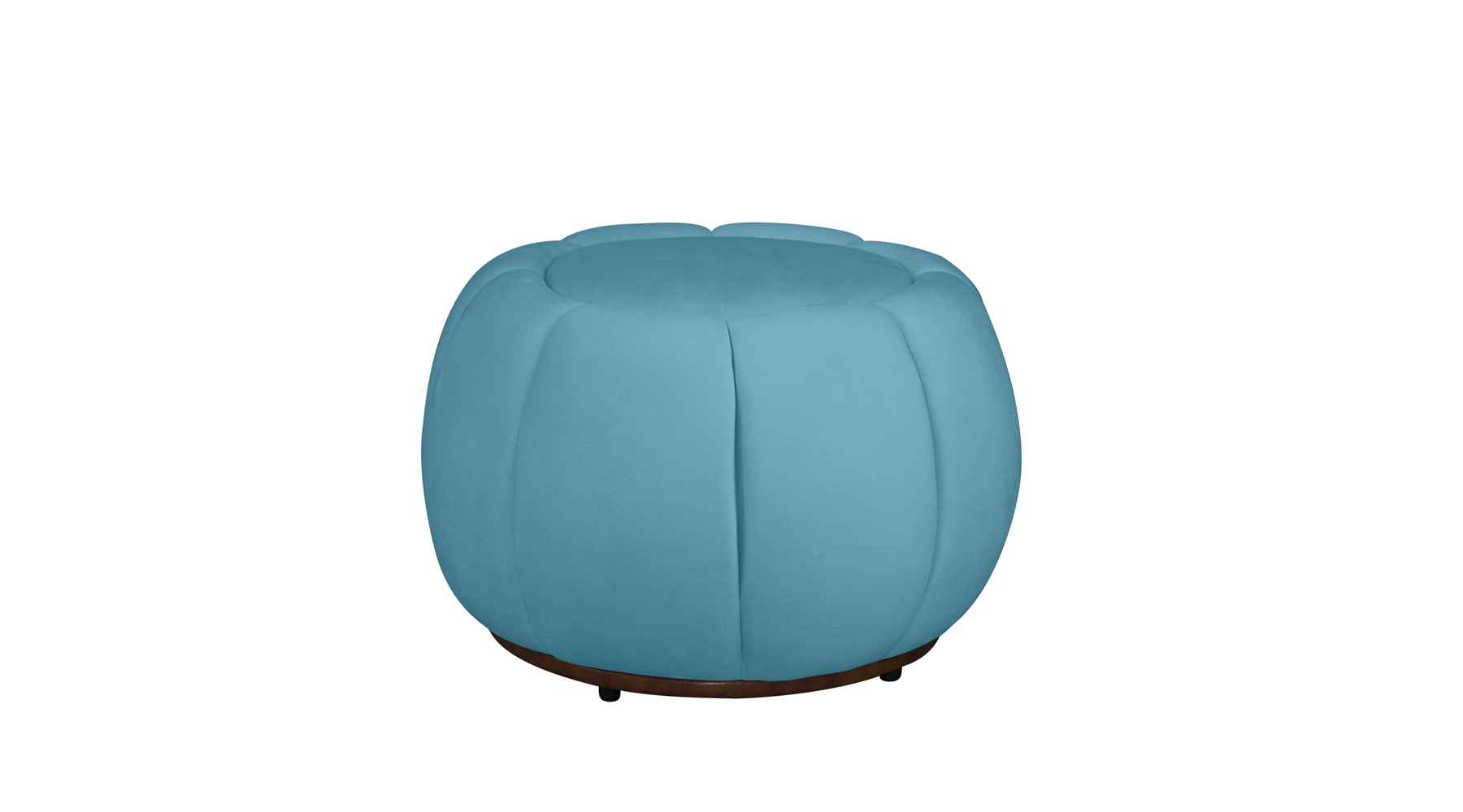 Kit Poltrona Giratória Mais Puff e Almofada Concha Veludo Azul Turquesa - Estopar