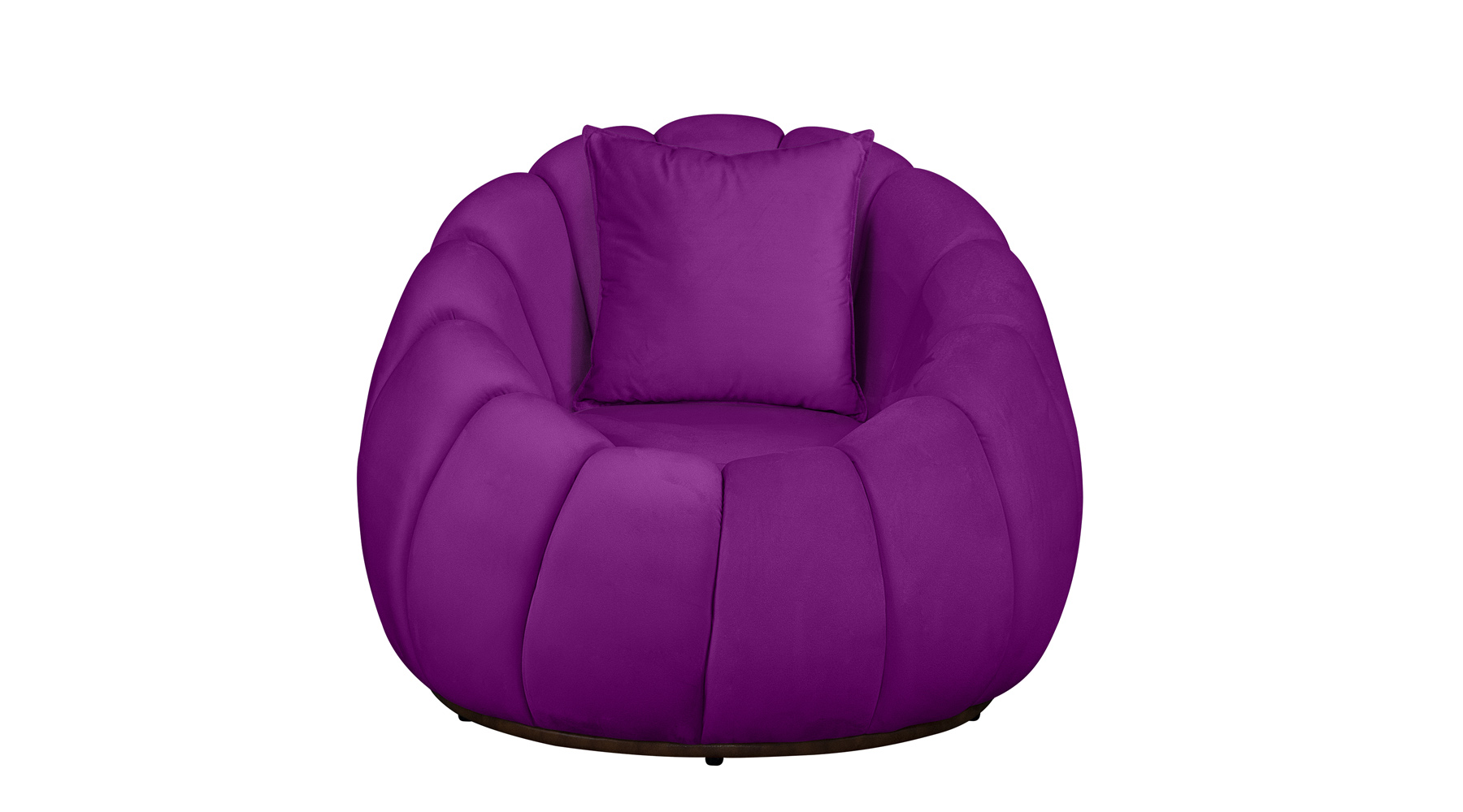 Kit Poltrona Giratória Mais Puff e Almofada Concha Veludo Roxo - Estopar
