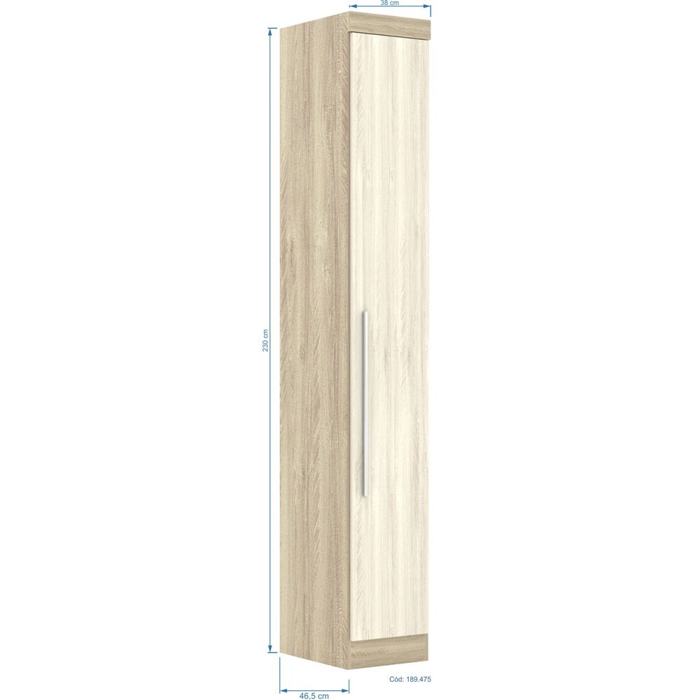Guarda Roupa Modulado 1 Porta 189 Master Avelã Rústico/Ártico Rústico - Eucamóveis