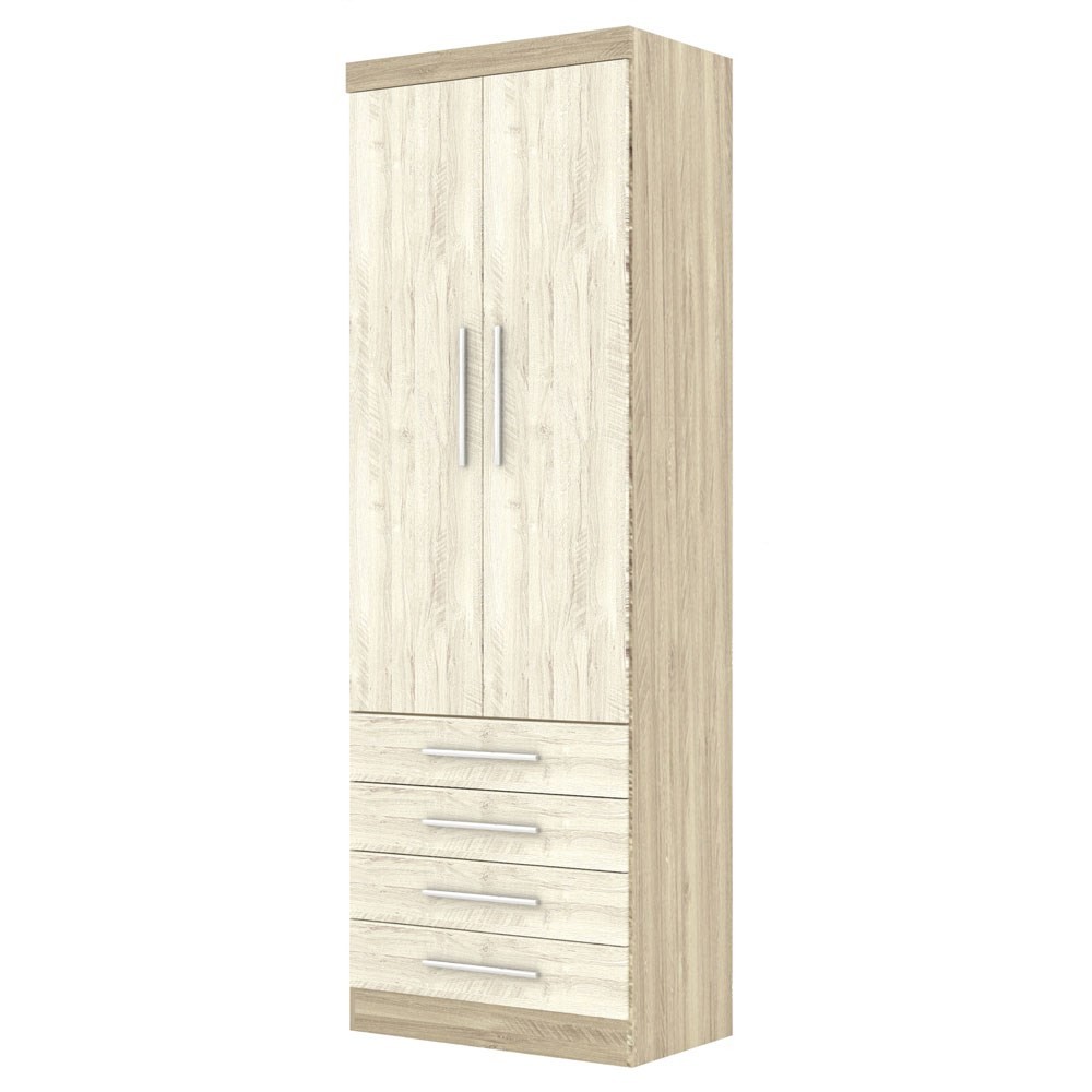 Guarda Roupa Modulado 2 Portas 4 Gavetas 191 Master Avelã Rústico/Ártico Rústico - Eucamóveis