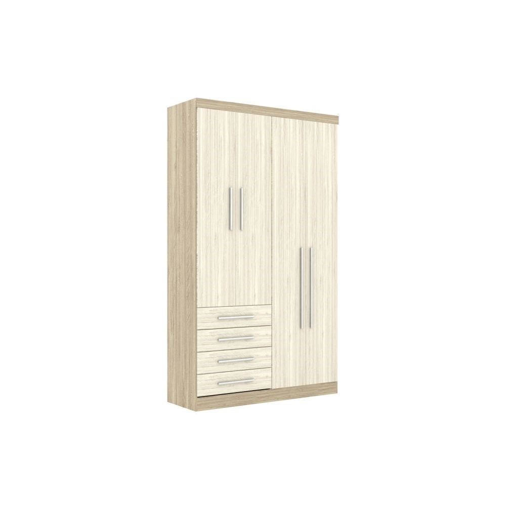 Guarda Roupa Modulado 4 Portas 4 Gavetas 193 Master Avelã Rústico/Ártico Rústico - Eucamóveis