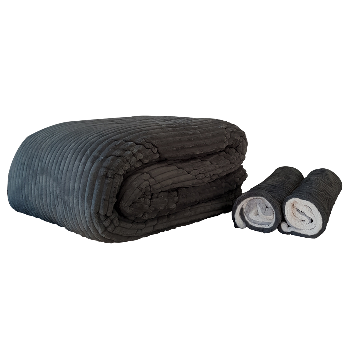 Coberdrom Sherpa Casal Queen Com 2 Fronhas Edredom Felpudo Chumbo
