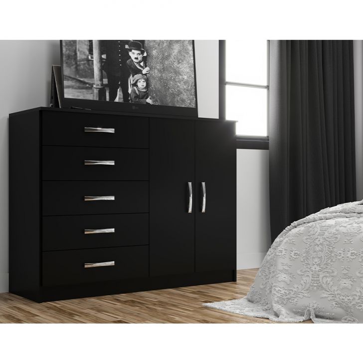 [OUTLET] Cômoda Austin 2 PT 5 GV Preta