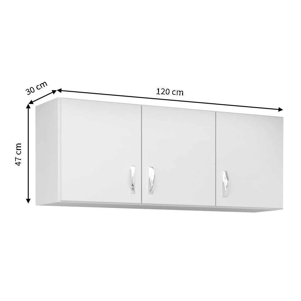 Armário Aéreo 1,20 CZ611 3 Portas Branco Evidência