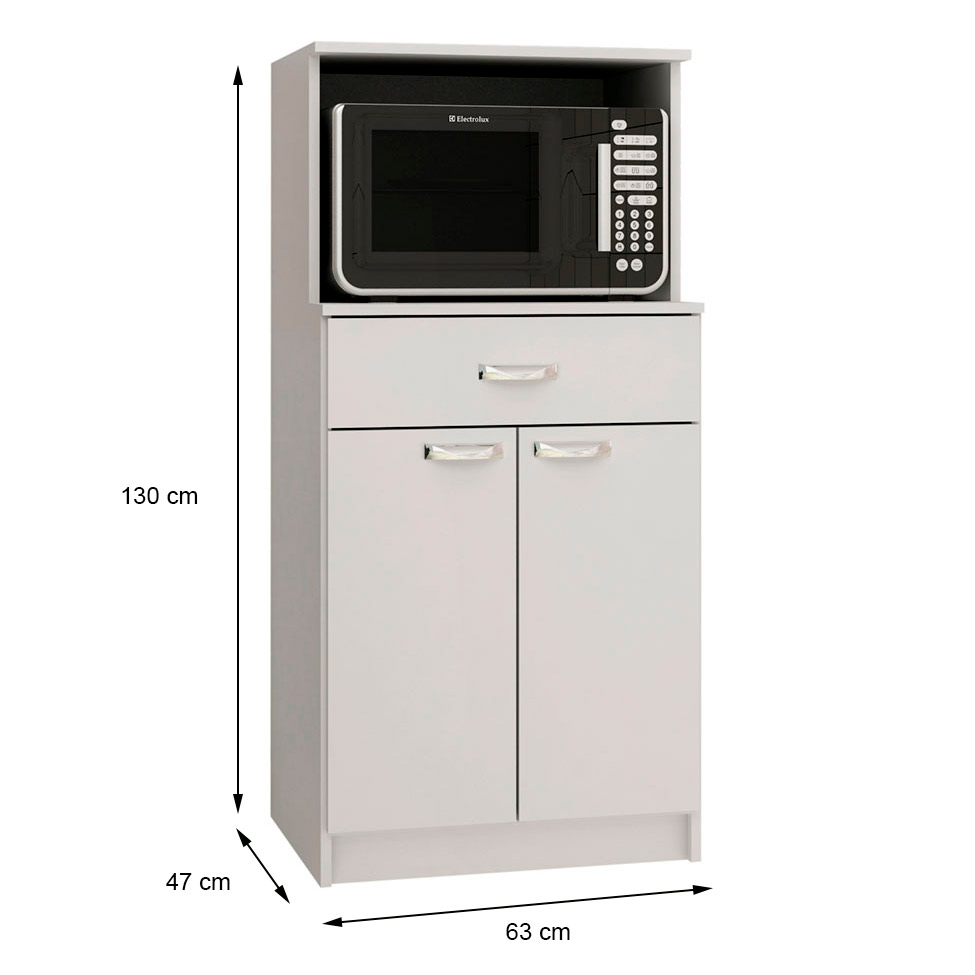 Armário para Micro-ondas Rogue 2 Portas 1 Gaveta Branco