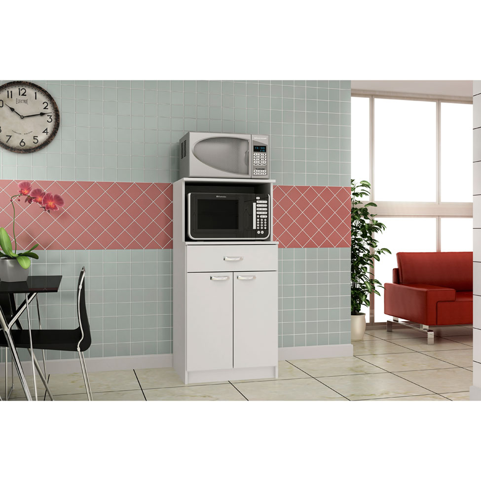 Armário para Micro-ondas Rogue 2 Portas 1 Gaveta Branco