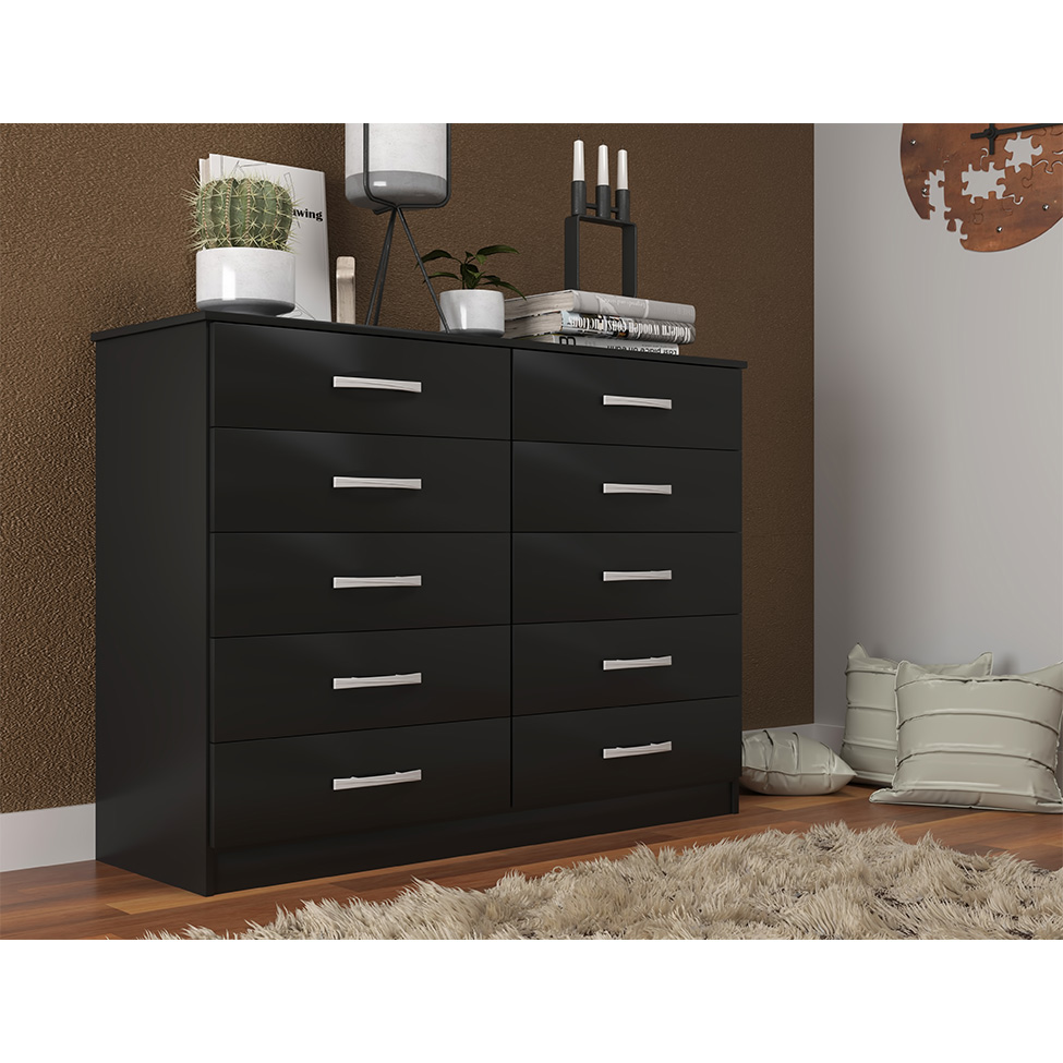 Cômoda Austin 10 Gavetas Preta