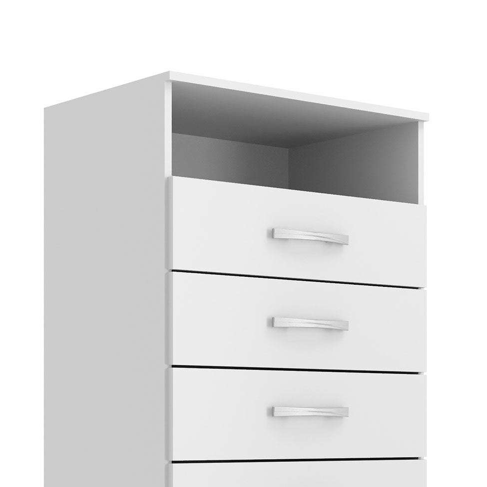 Cômoda Caronte Com 6 Gavetas  Branco & Azul Evidência