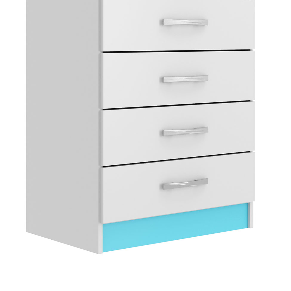 Cômoda Caronte Com 6 Gavetas  Branco & Azul Evidência