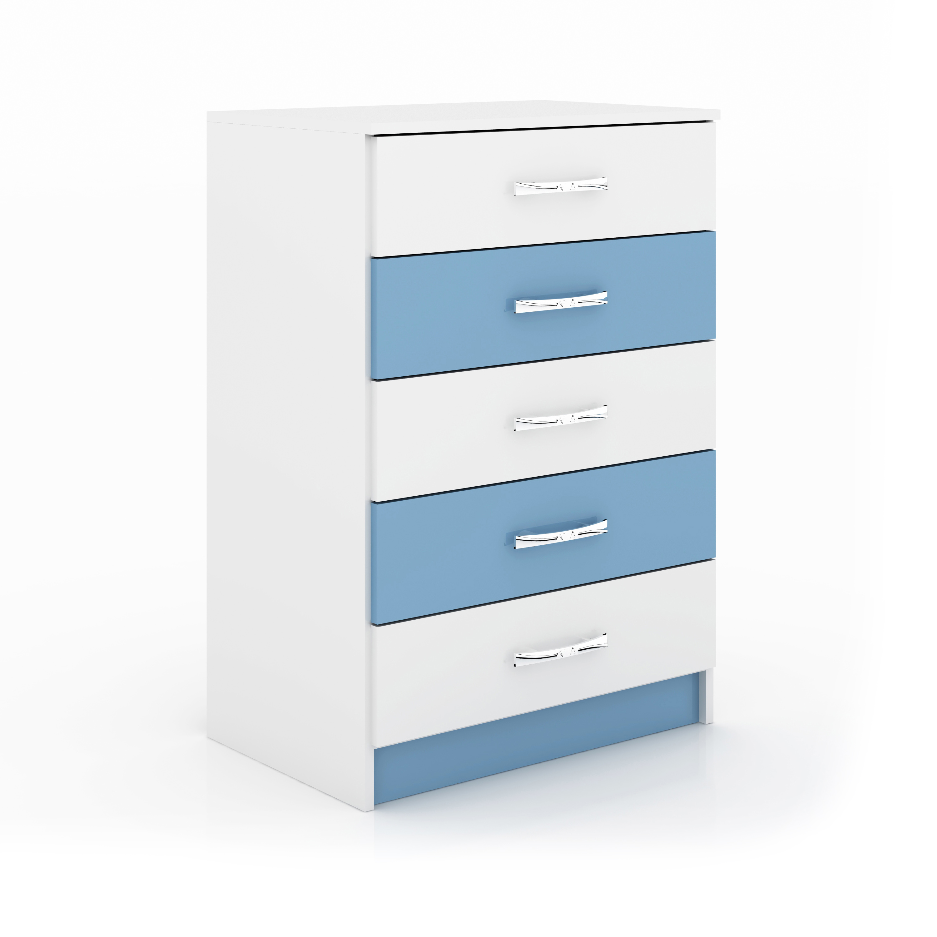 Cômoda Hermes 5 Gavetas Azul e Branca Evidência