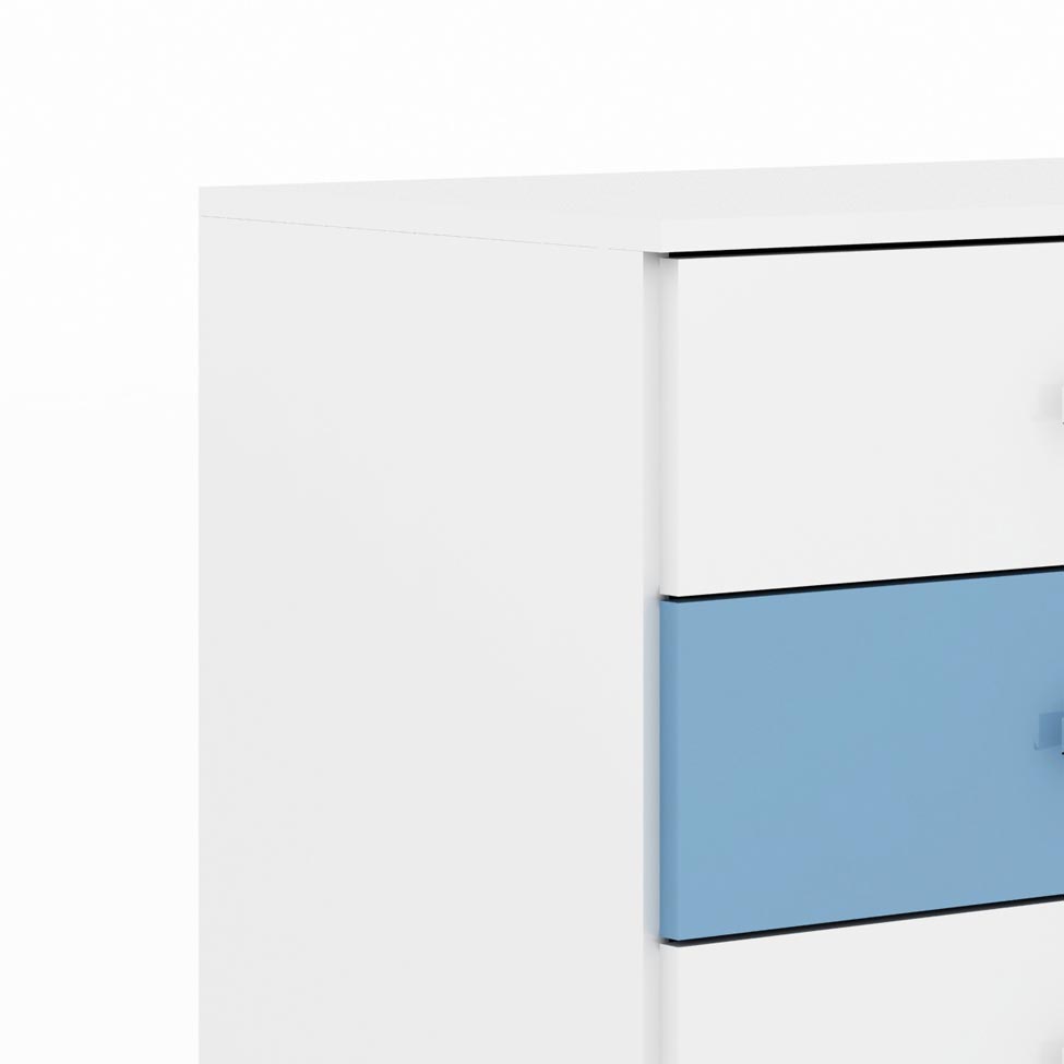 Cômoda Hermes 5 Gavetas Azul e Branca Evidência