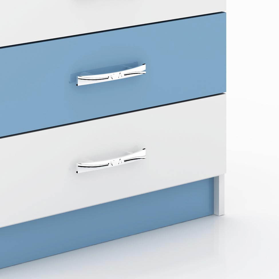 Cômoda Hermes 5 Gavetas Azul e Branca Evidência