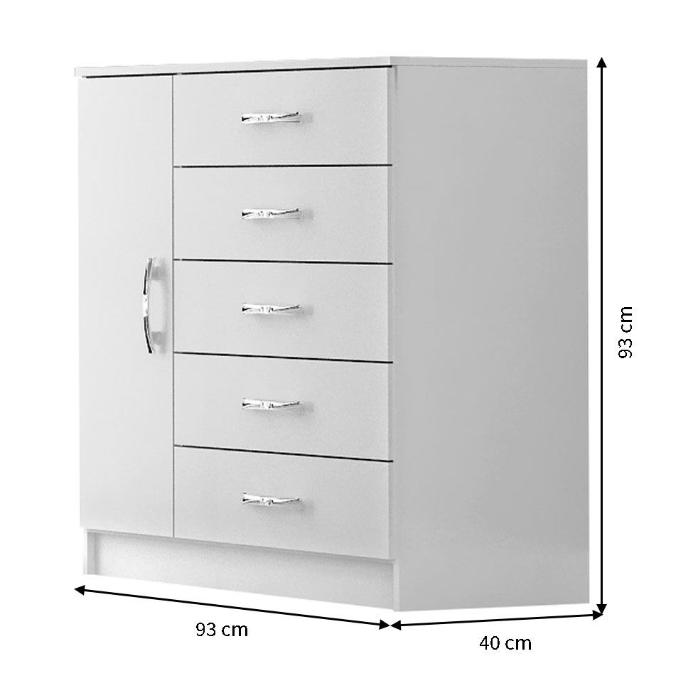 Cômoda Sapateira Ganimedes 1 Porta 5 Gavetas Branca