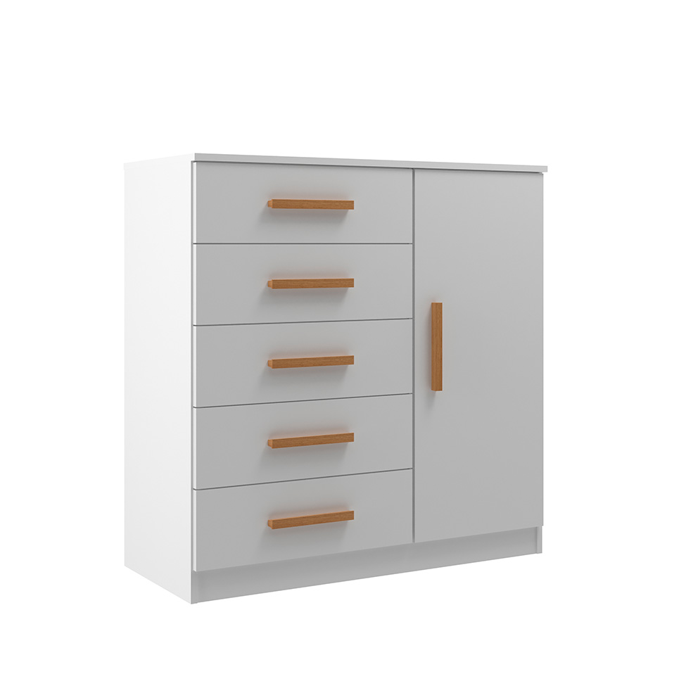 Cômoda Sapateira New Monaco 1 Porta 5 Gavetas Branca