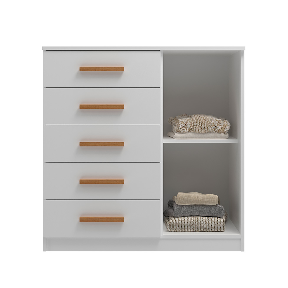 Cômoda Sapateira New Monaco 1 Porta 5 Gavetas Branca