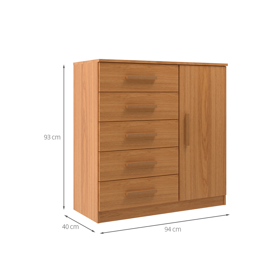 Cômoda Sapateira New Monaco 1 Porta 5 Gavetas Cinnamomo