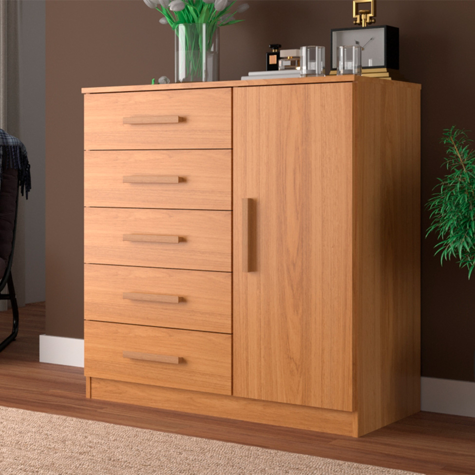 Cômoda Sapateira New Monaco 1 Porta 5 Gavetas Cinnamomo