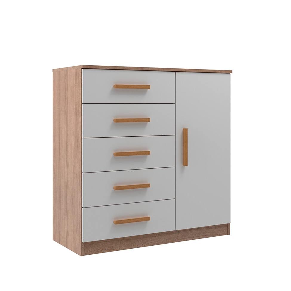 Cômoda Sapateira New Monaco 1 Porta 5 Gavetas Demolição e Branca