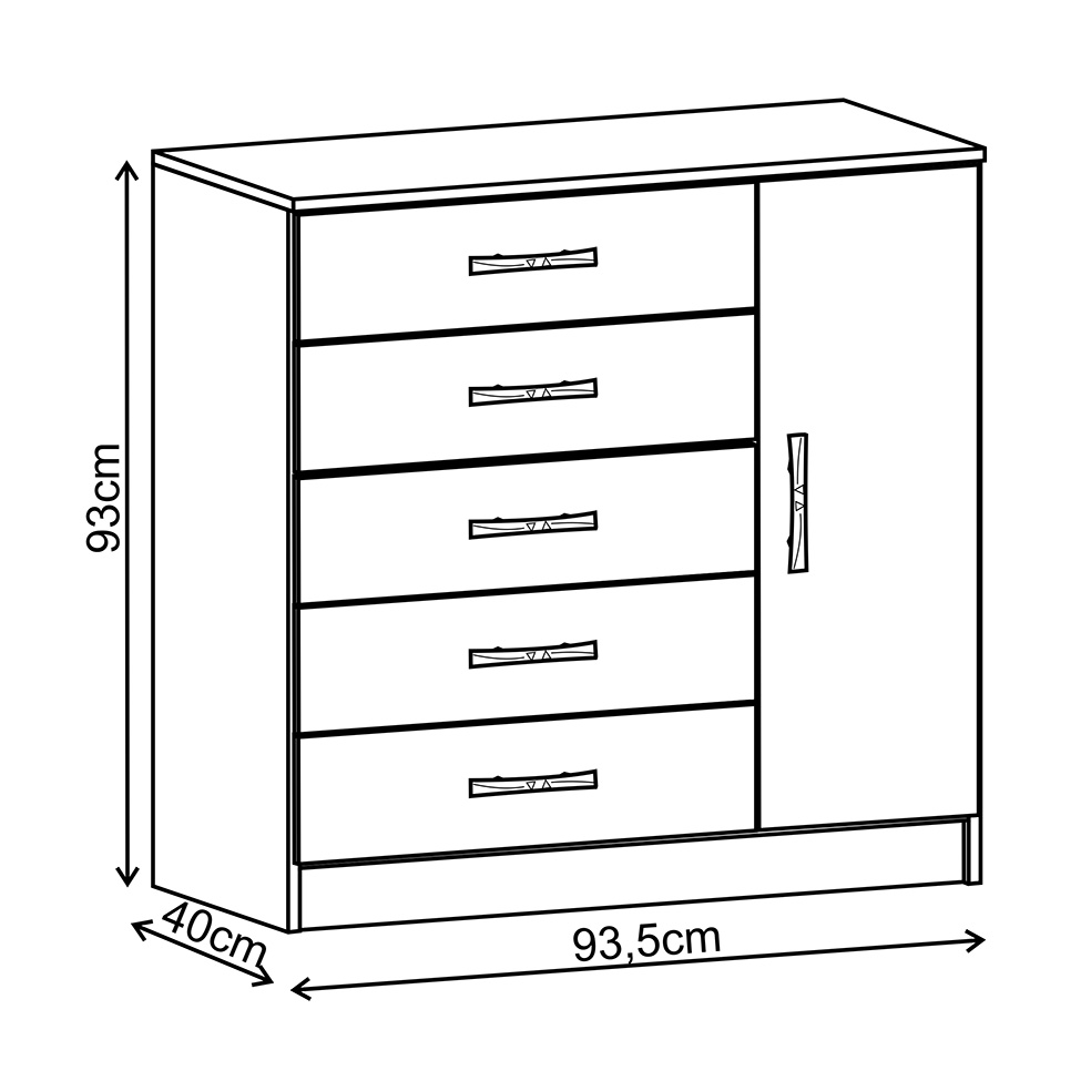 Cômoda Zurique 1 Porta 5 Gavetas Demolição