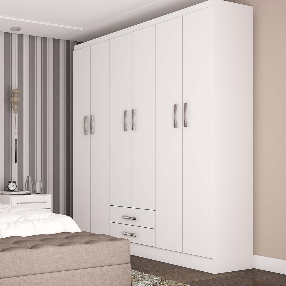 Guarda-Roupa Casal Atalaia 6PT 2GV Branco