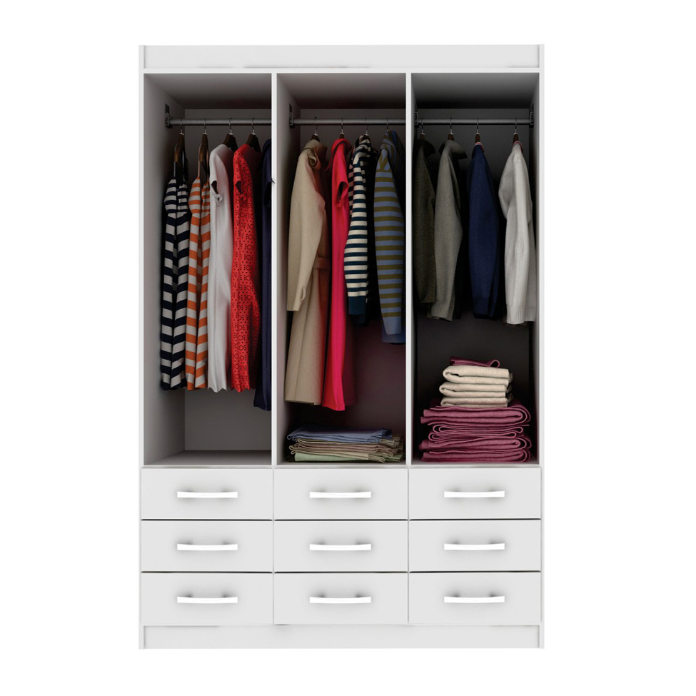 Guarda-Roupa Casal Bergamo 6 Portas 9 Gavetas Branco