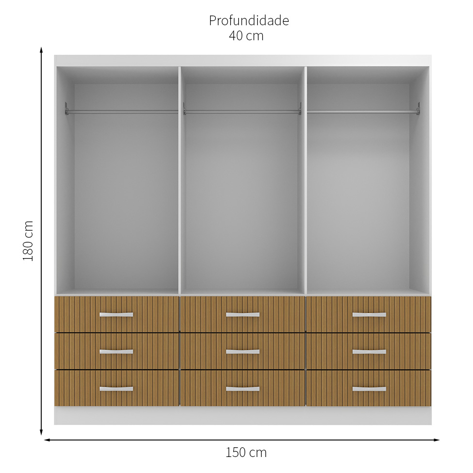 Guarda-Roupa Casal Bergamo 6 Portas 9 Gavetas Marrom Claro