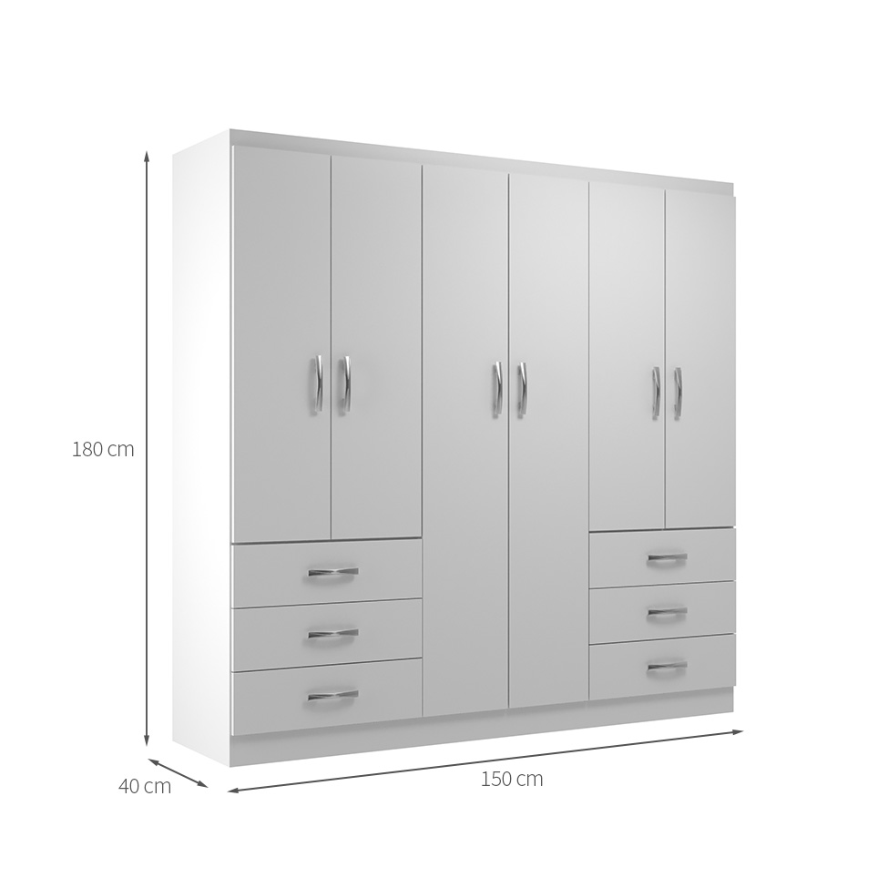 Guarda-Roupa Casal New Encante 6 Portas 6 Gavetas Branco