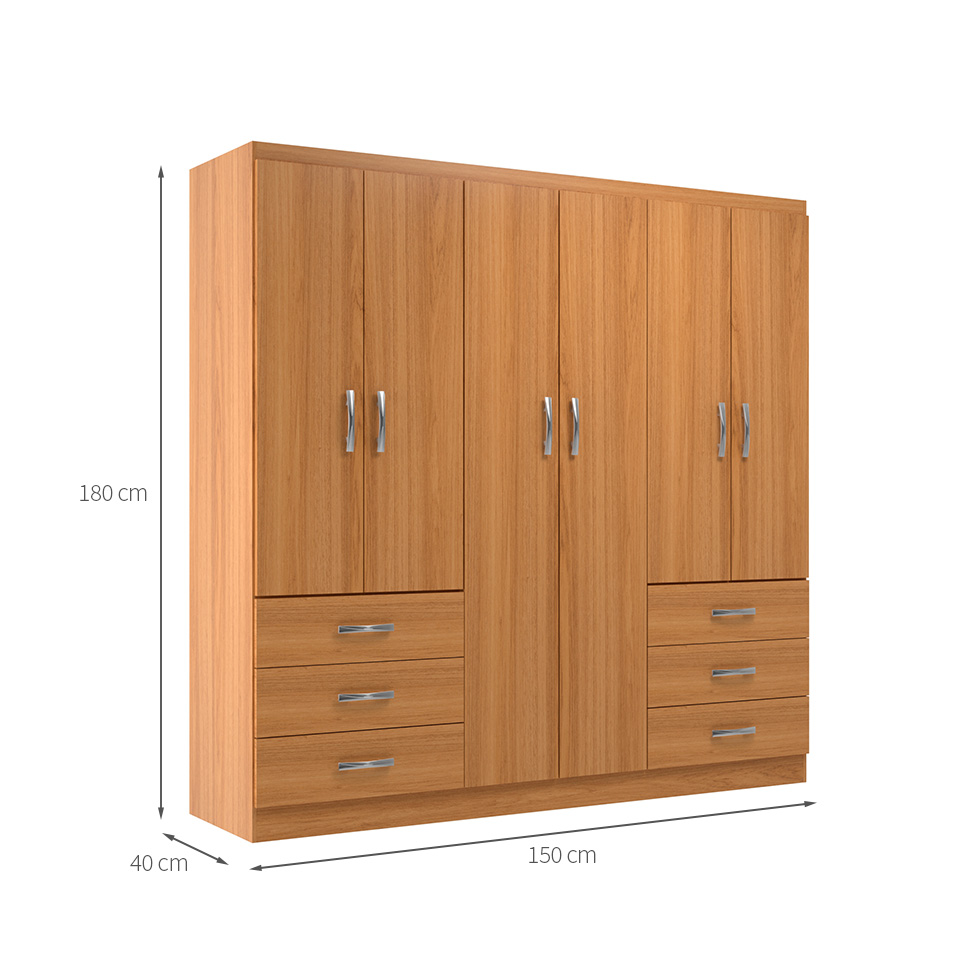 Guarda-Roupa Casal New Encante 6 Portas 6 Gavetas Cinnamomo