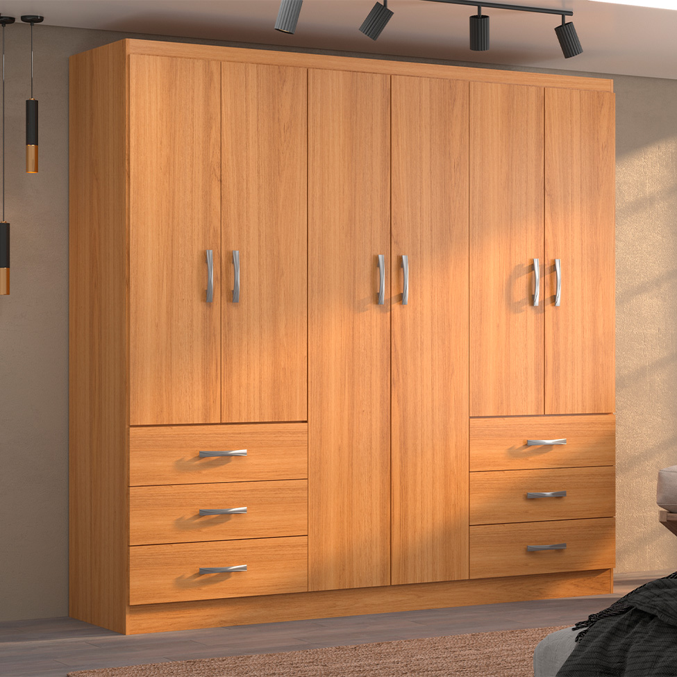 Guarda-Roupa Casal New Encante 6 Portas 6 Gavetas Cinnamomo