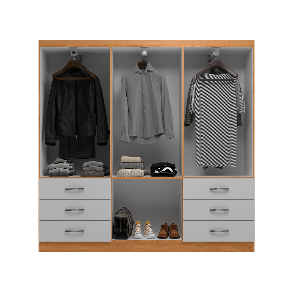 Guarda-Roupa Casal New Encante 6 Portas 6 Gavetas Cinnamomo e Branco