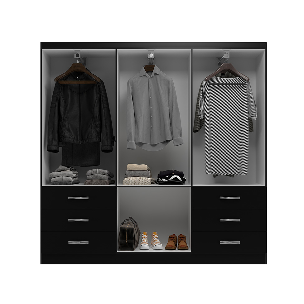 Guarda-Roupa Casal New Encante 6 Portas 6 Gavetas Preto