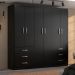 Guarda-Roupa Casal New Encante 6 Portas 6 Gavetas Preto