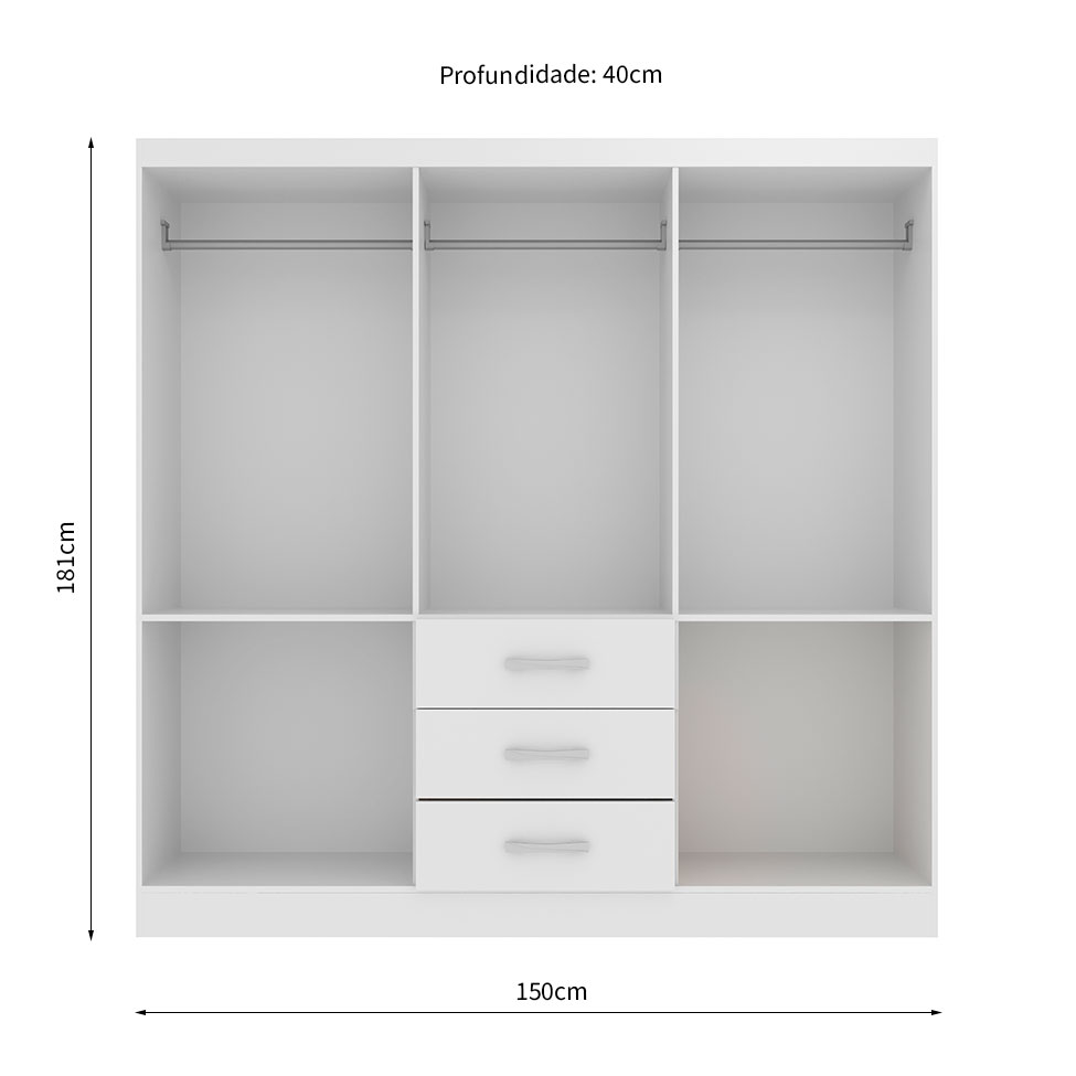 Guarda-Roupa Casal Sevilha 6 PT 2 GV Branco