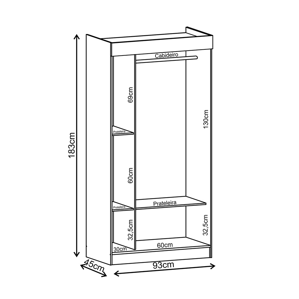 Guarda-Roupa Solteiro 2 Portas Berlim Demolição