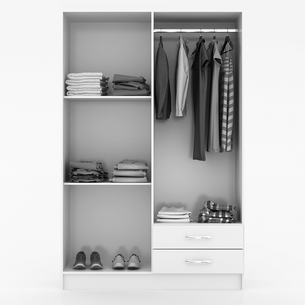 Guarda-Roupa Solteiro Atalaia 4PT 2GV Branco