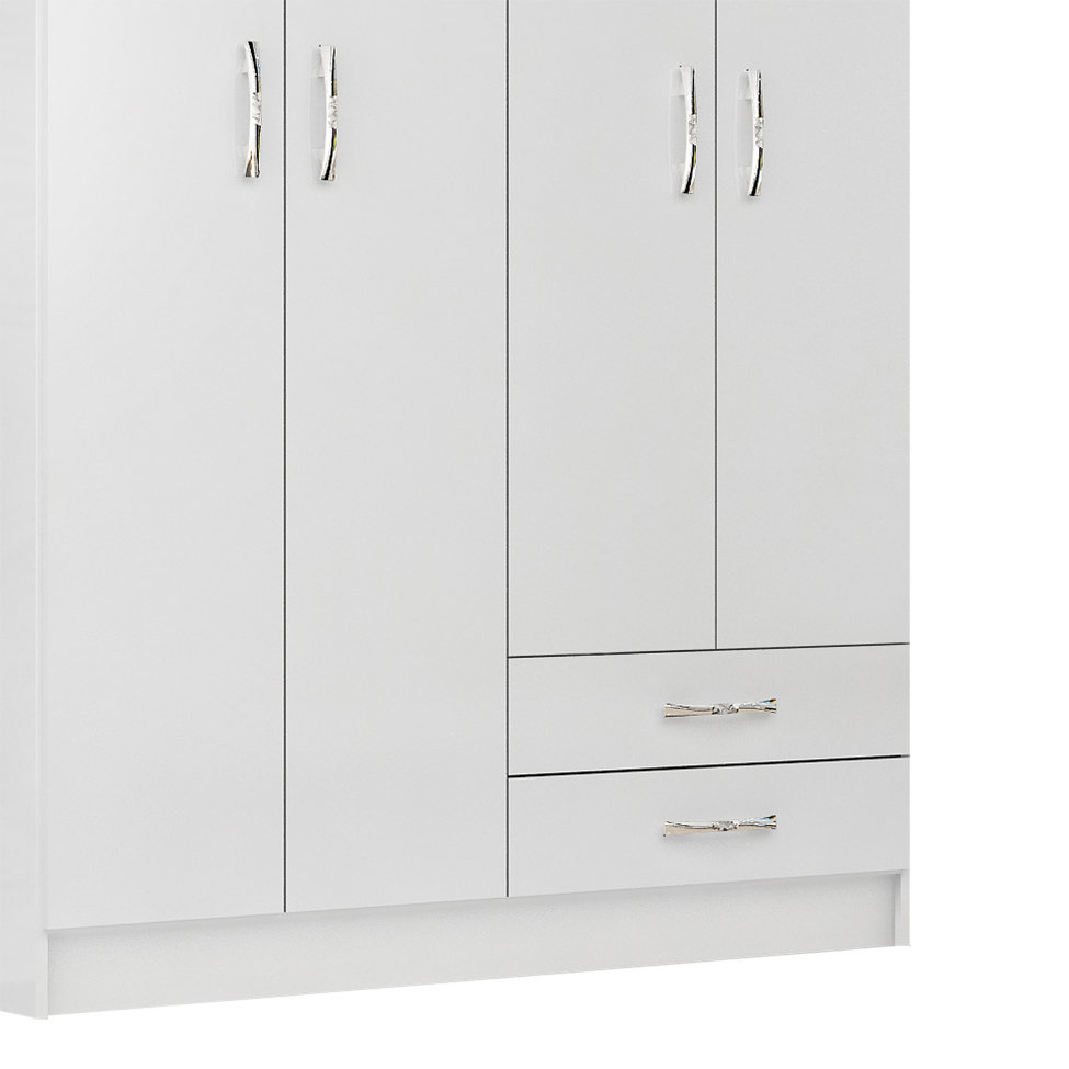 Guarda-Roupa Solteiro Atalaia 4PT 2GV Branco