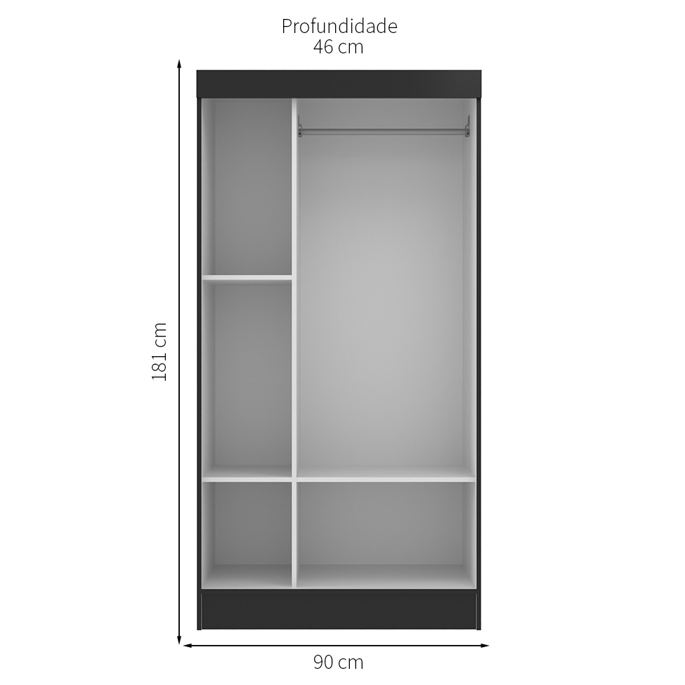 Guarda-Roupa Solteiro Berlim 2 Portas Preto