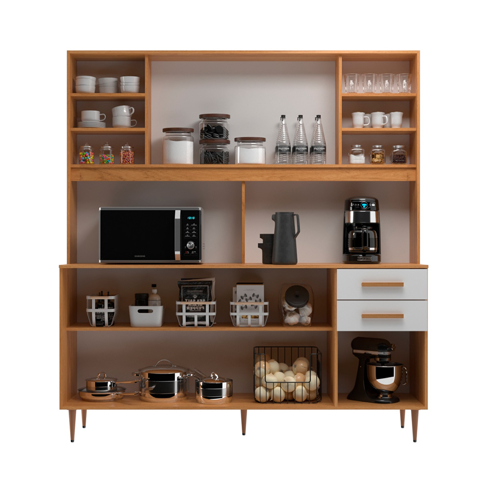 Kit de Cozinha Agata 6 Portas 3 Gavetas Cinnamomo e Preto