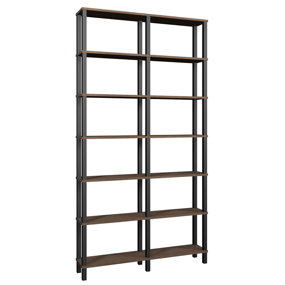 Estante 116x23x221 c/ 6 Prat. 33cm Preto Montantes Pretos
