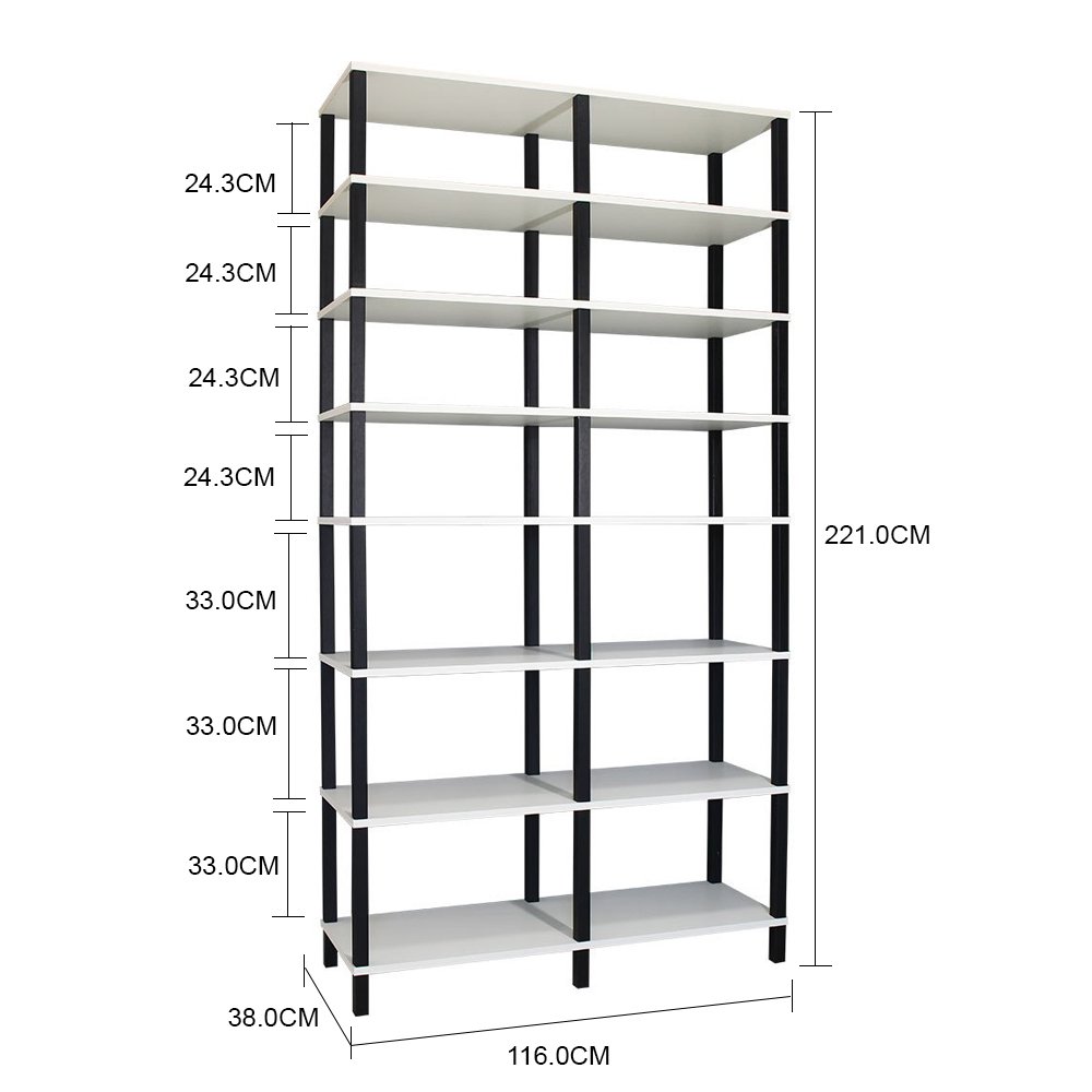 Estante 116x38x221 Branca Montantes Pretos