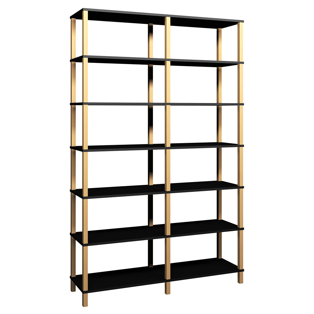 Estante 140x38x221 Preta c/ 6 Prat. 33cm