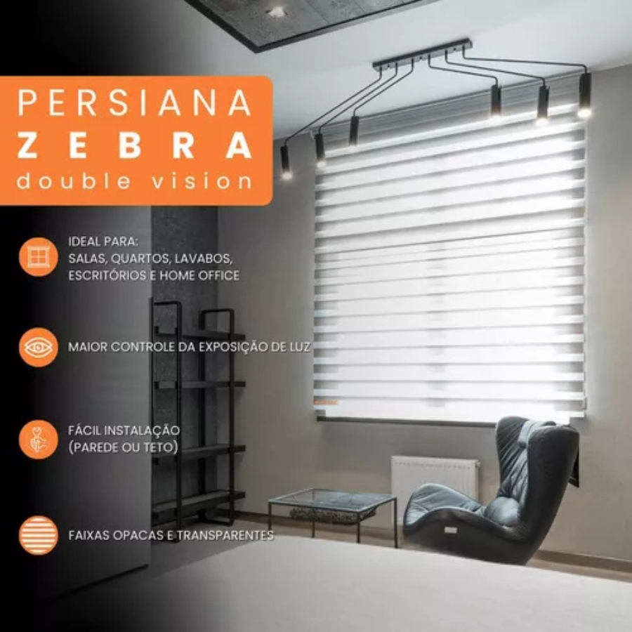 Persiana Rolo Dupla Zebrada 140x160 - Branco
